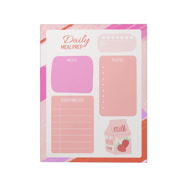 Cute Pastel Rosa Daily Shopping List Anteckningsblock (Roterad)