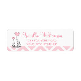 Cute Pastel Rosa Elephant Personlig Returadress Etikett