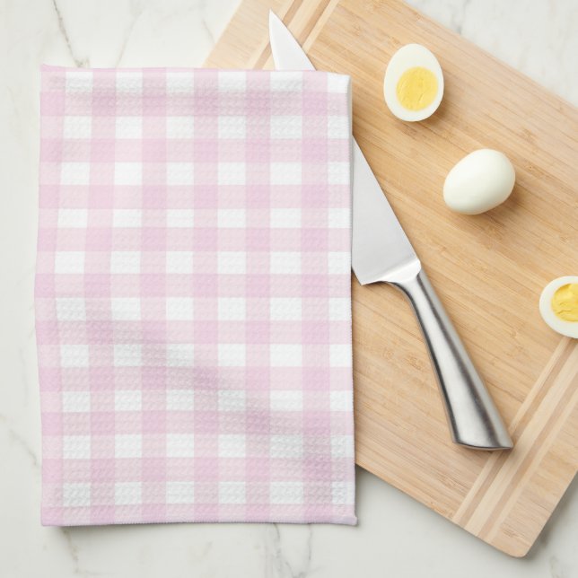 Cute Pastel Rosa Gingham Kökshandduk (Vikt i Fjärdedel)