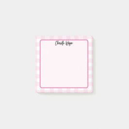 Cute Pastel Rosa Gingham Mönster Notes Post-it Block