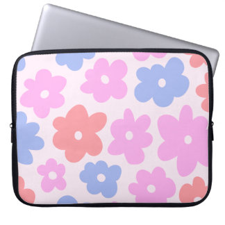 Cute Pastel Rosa HandDrawn Daisy Flowers Laptop Fodral
