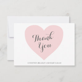 Cute Pastel Rosa Heart Girl Baby Shower Tack Kort