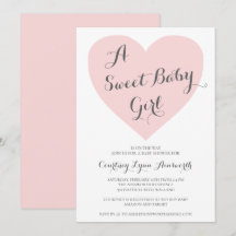 Cute Pastel Rosa Heart Sweet Flicka Baby Shower