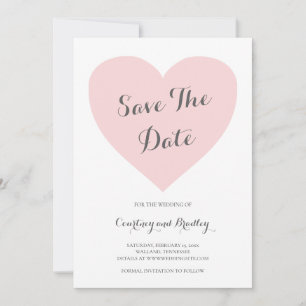 Cute Pastel Rosa Heart Typography Bröllop Spara Datumet