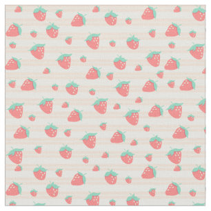 Cute Pastel Rosa Jordgubbar och Cream Mönster Tyg