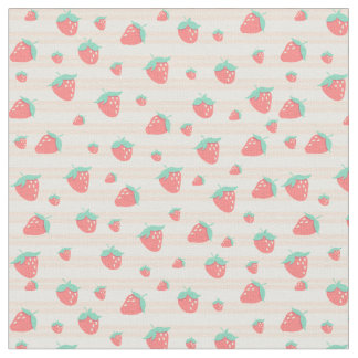 Cute Pastel Rosa Jordgubbar och Cream Mönster Tyg