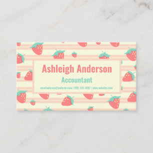 Cute Pastel Rosa Jordgubbar och Cream Mönster Visitkort