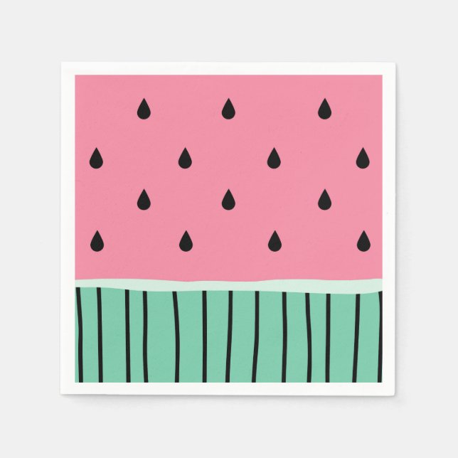 Cute Pastel Rosa och Grönt Watermelon Pappersservett (Framsidan)
