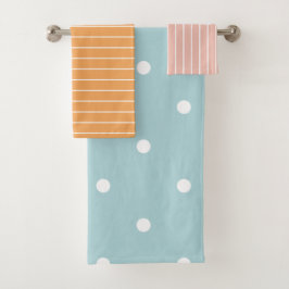 Cute Pastel Rosa Orange Blue Rand & Polka dots