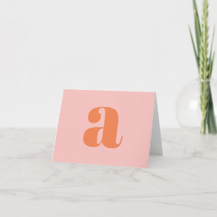 Cute Pastel Rosa Orange Monogram Retro Letar Anteckningskort