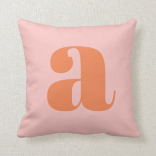 Cute Pastel Rosa Orange Monogram Retro Letar Kudde