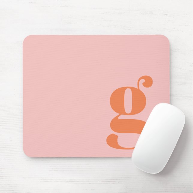 Cute Pastel Rosa Orange Monogram Retro Lettering Musmatta (Med mus)