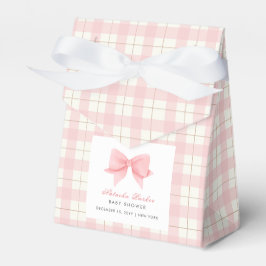 Cute Pastel Rosa Play Gingham Bow Baby Shower Presentaskar