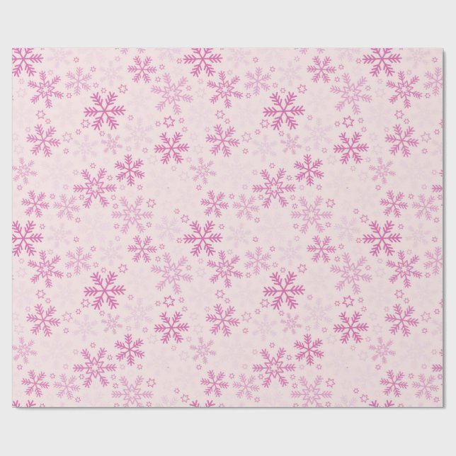 Cute Pastel Rosa Winter Snowflake-jul Presentpapper (Platt)