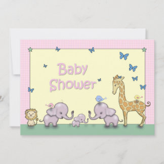 Cute Pastel Safari Animal Baby Shower Inbjudan