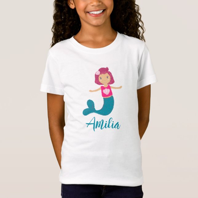 Cute Pastel Seashell Sjöjungfru Princess T Shirt (Framsida)