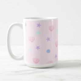 Cute Pastel Seashells and Pearals in Rosa Kaffemugg