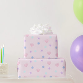 Cute Pastel Seashells and Pearals in Rosa Presentpapper