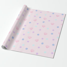 Cute Pastel Seashells and Pearals in Rosa Presentpapper