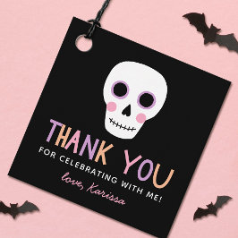 Cute Pastel Skull Halloween Birthday Namn Gåvor Etiketter
