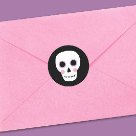 Cute Pastel Skull Halloween Birthday Runt Klistermärke