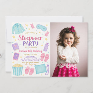 Cute Pastel Sleepover Birthday-inbjudan Inbjudningar