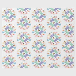 Cute Pastel Snowman Heads Seamless Presentpapper