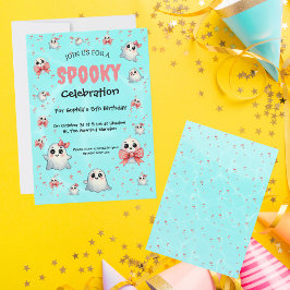 Cute Pastel Spooky Ghost Halloween Barns födelseda Inbjudningar