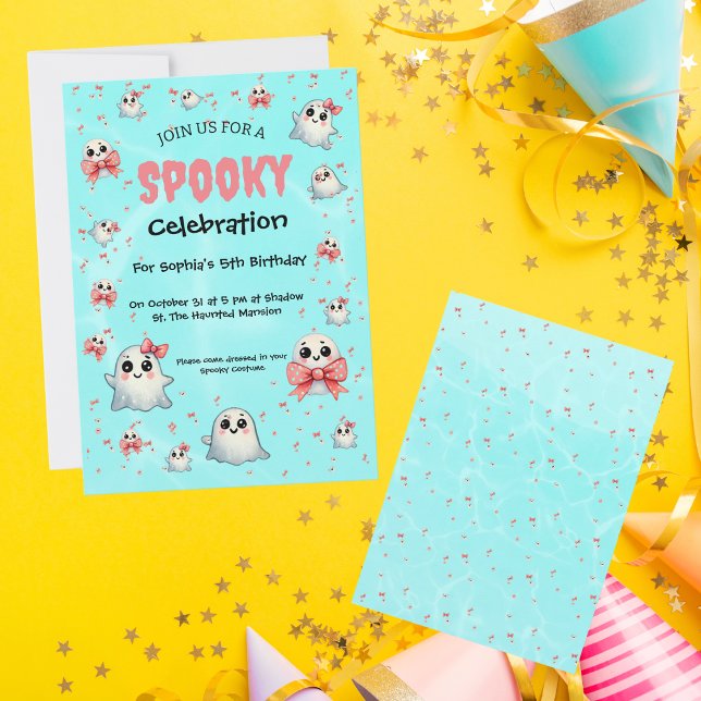Cute Pastel Spooky Ghost Halloween Barns födelseda Inbjudningar (Skapare uppladdad)