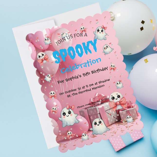 Cute Pastel Spooky Ghost Halloween Barns födelseda Inbjudningar (Skapare uppladdad)