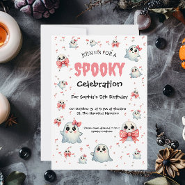 Cute Pastel Spooky Ghost Halloween Barns födelseda Inbjudningar