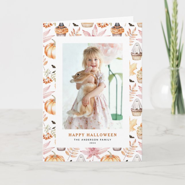 Cute Pastel Spooky Muffins Happy halloween Photo Helgkort (Framsida)