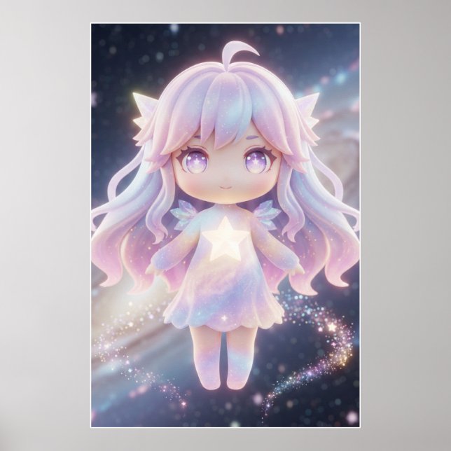 Cute Pastel Star Fairy Art Poster (Framsidan)