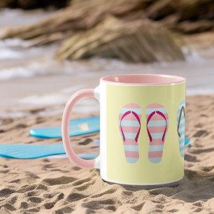 Cute Pastel Stripe Flinflip flops på Blekens Gult Mugg