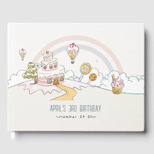 Cute Pastel Sweet Time Candy Land Barns födelsedag Gästböcker