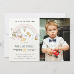 Cute Pastel Sweet Time Candy Land Photo` Birthday Inbjudningar