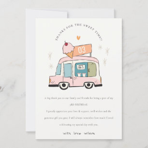 Cute Pastel Sweet Time Ice Cream Lastbil Birthday Tack Kort