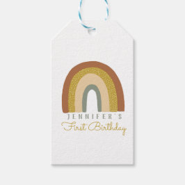 Cute Pastel Terracota Rainbow Birthday Presentetikett