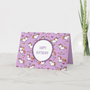 Cute pastel Unicorn mönster födelsebevis Kort