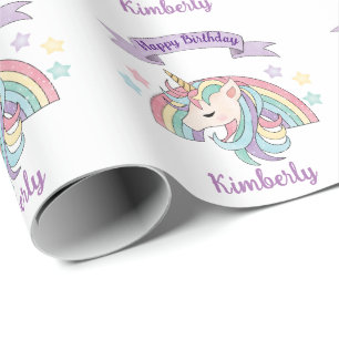 Cute Pastel Unicorn och Sparkly Rainbow Presentpapper