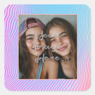 Cute Pastel Vaporwave Rand Photo Gräns Fyrkantigt Klistermärke