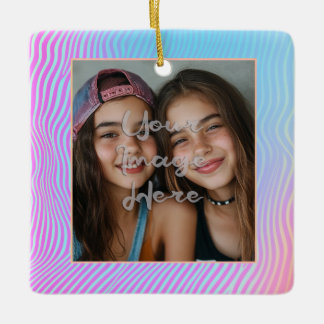 Cute Pastel Vaporwave Rand Photo Gräns Julgransprydnad Keramik