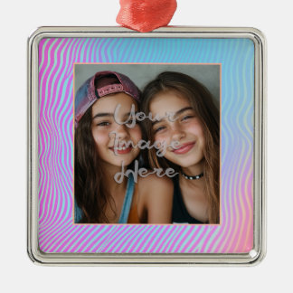 Cute Pastel Vaporwave Rand Photo Gräns Julgransprydnad Metall
