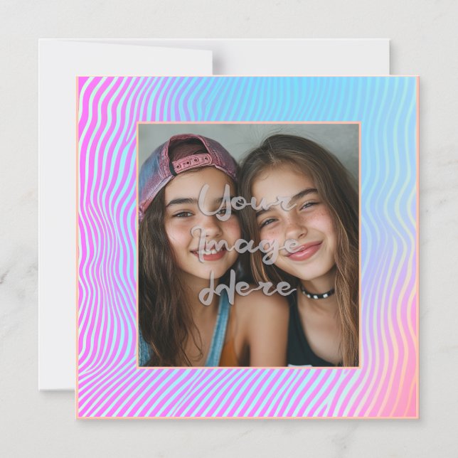 Cute Pastel Vaporwave Rand Photo Gräns Magnetisk Inbjudningskort (Framsida)
