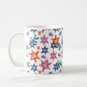 Cute Pastel Vatten Färg Flowers Kaffemugg