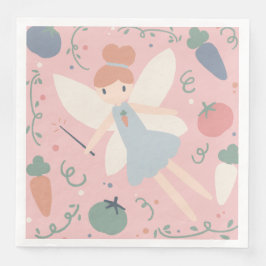 Cute Pastel Vegetable och Fruit Harvest Fairy Pappersservett