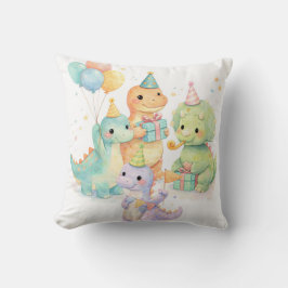 Cute Pastel Watercolor Dinosaurs Birthday Kudde