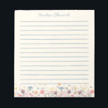 Cute Pastel Watercolor Flowers Personlig Längs Anteckningsblock<br><div class="desc">anteckningsblock med snyggt infogat med en vacker vattenfärgsmålning av känsliga blommigtar i söt pastel färg,  personlig med ditt namn. Underbar presentidé!</div>