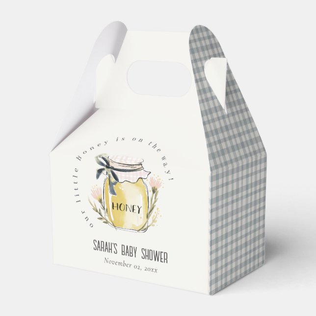 Cute Pastel Watercolor Honey Jar Baby Shower Presentaskar (Baksidan Sidan)