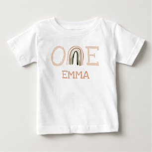 Cute Pastel Watercolor Rainbow 1st Birthday Girl T Shirt